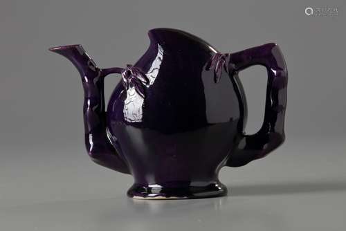 A Chinese aubergine-glazed 'Cadogan' teapot