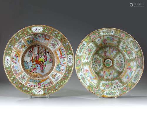 Two Cantonese famille rose basins