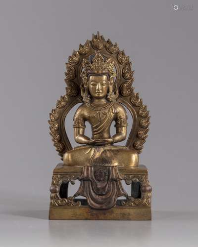 A gilt bronze figure of amitayus