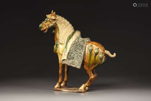 A sancai-glazed pottery figure a caparisoned horse