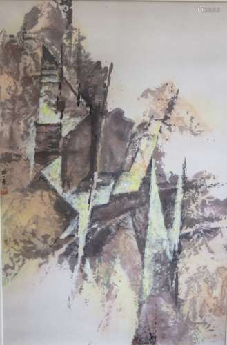 A Chinese painting scroll by Qu Yizhou