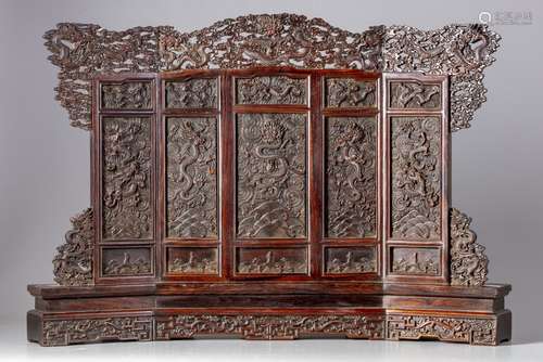 A Chinese hardwood carved