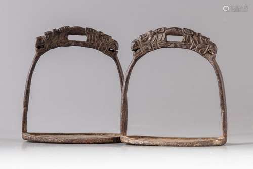 A pair of Chinese military cast-iron stirrups.