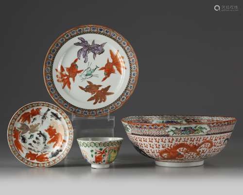 Four Chinese famille verte vessels