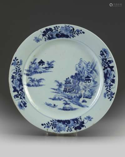 A large Chinese blue and white plate