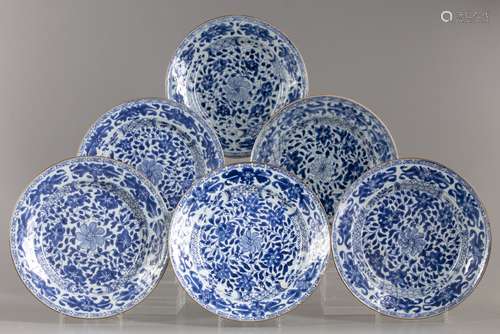 Six Chinese blue and white dishes