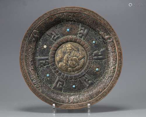 A Tibetaan bronze circular tray
