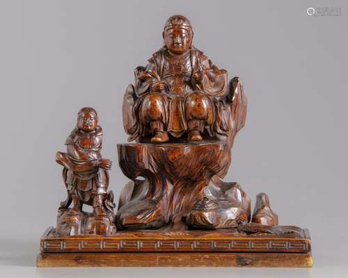 A Chinese wooden carving with Zhenwu