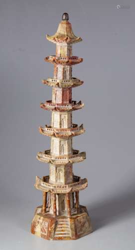 A Chinese soapstone pagoda
