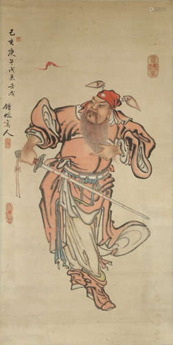 A Chinese hanging scroll of the demon queller Zhong Kui