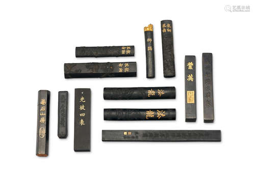 Tongzhi period and later A group of 12 ink sticks