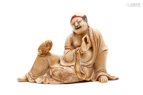 A carved soapstone Liu Hai and the Golden Toad