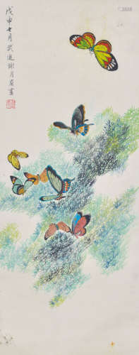 谢月眉 花蝶图