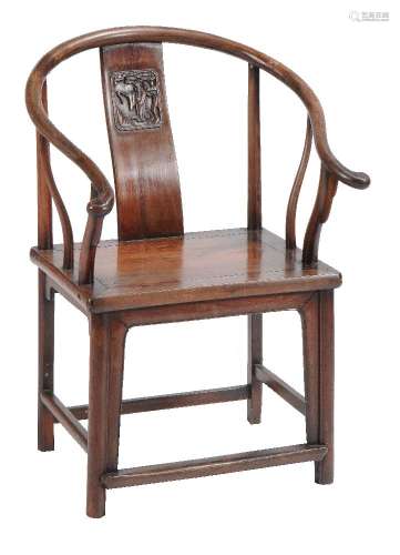 A Chinese hardwood Horseshoe-back armchair