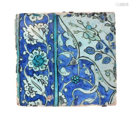 A Damascus glazed fritware tile Ottoman Syria circa 1600