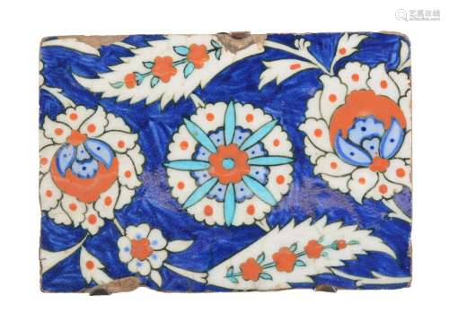 An Iznik polychrome glazed fritware border tile fragment Ottoman Turkey circa 1580