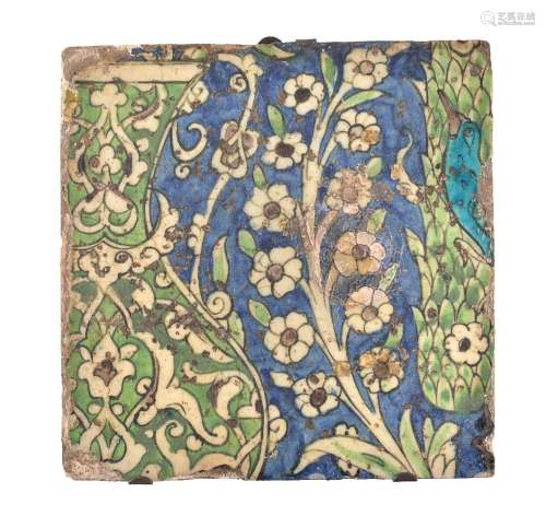 A Damascus glazed fritware tile Ottoman Syria early 17th century