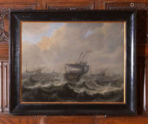 Pieter Coopse (Dutch 1642-1673)Shipping floundering in a choppy sea