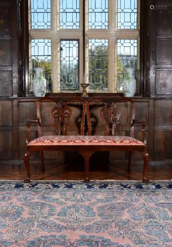 A George II mahogany chair back settee