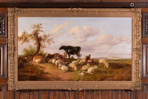 Thomas Sidney Cooper (British 1803-1902)Cattle and sheep resting by the Kent coast