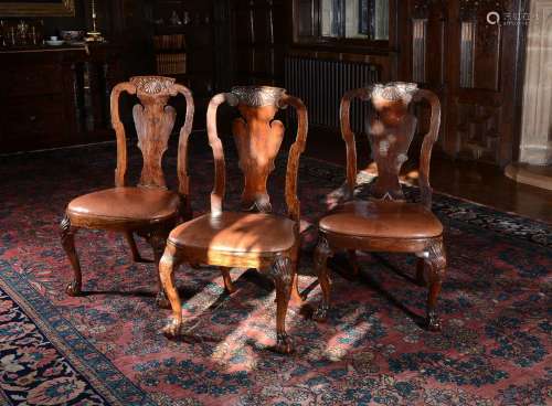 A set of three Chinese Export padouk chairs, circa 1735