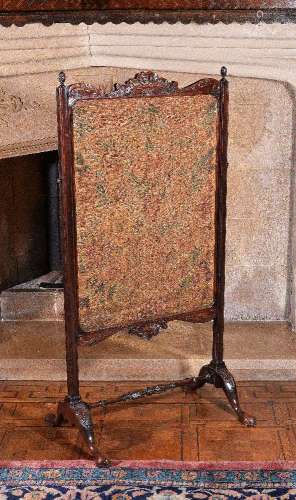 A George III mahogany and needlework screen