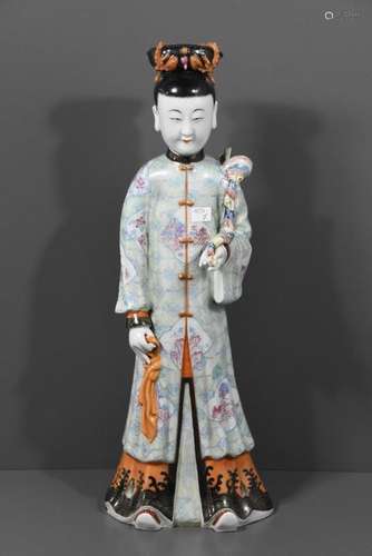 Personnage en porcelaine de Chine (Ht 42cm)