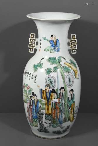 Vase en porcelaine de Chine à double décor (Ht.43c...