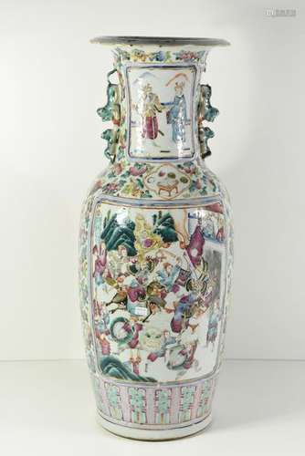 Vase en porcelaine de Chine double décor (Ht 61cm)