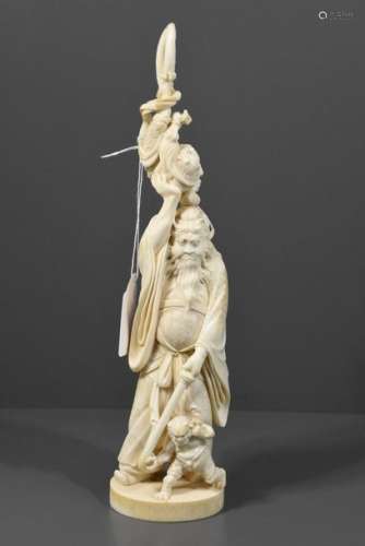 Okimono en ivoire sculpté, Japon, époque Meij (Ht....