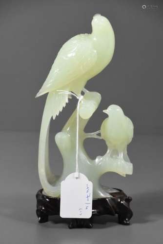 Oiseau asiatique en pierre (Ht 21cm)