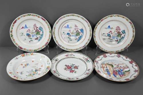 Lot de six assiettes en porcelaine de Chine 18ème