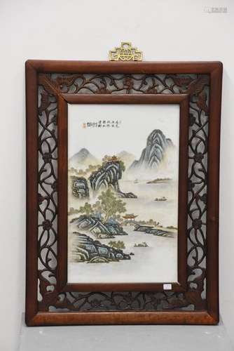 Plaque en porcelaine chinoise (42 x 26cm)