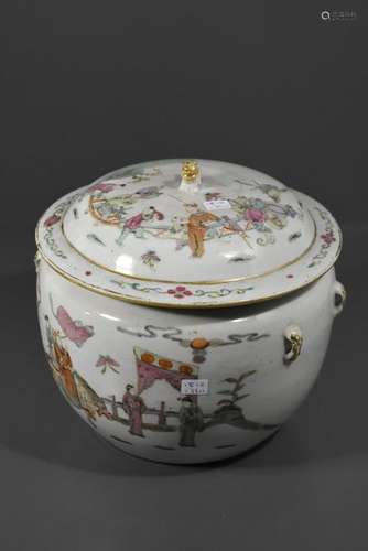 Pot couvert en porcelaine de Chine (Ht 23cm, Ø 23c...