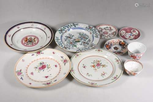 Lot de porcelaines chinoises 18ème (accidents) 9 p...