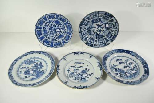 5 assiettes en porcelaine de Chine XVIIIème