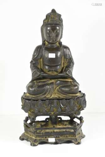 Guanyin en bronze sur son socle Chine époque Ming ...