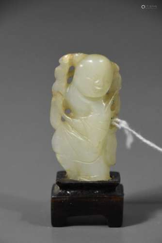 Petit personnage asiatique en jade (Ht.Statue 5cm)