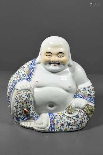 Bouddha rieur en porcelaine (fêlé) Ht 25cm