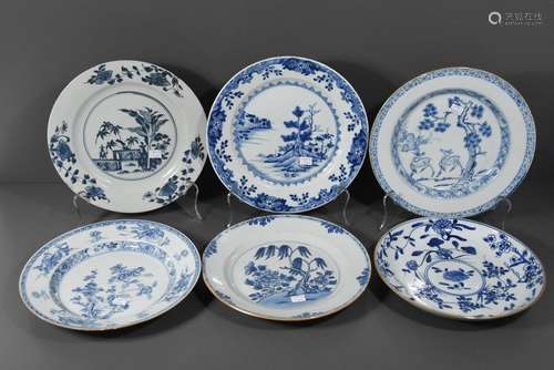 Lot de six assiettes en porcelaine de Chine