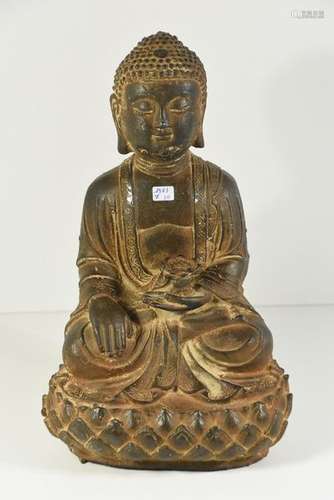 Bouddha chinois en fonte (Ht34cm)