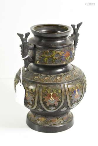 Vase en bronze cloisonné 19ème (24.5cm)