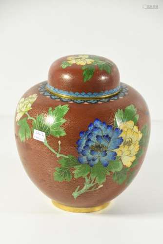 Pot couvert en cloisonné (Ht.20cm)