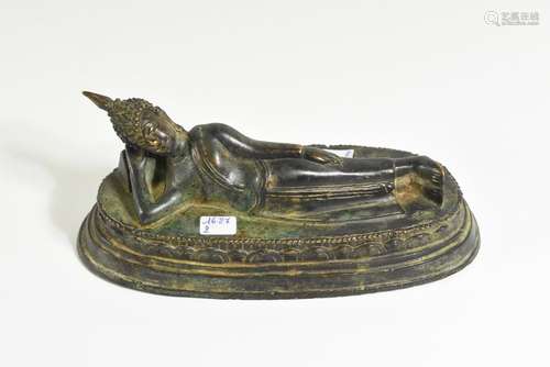 Bouddha en bronze signé (9 x 21cm)