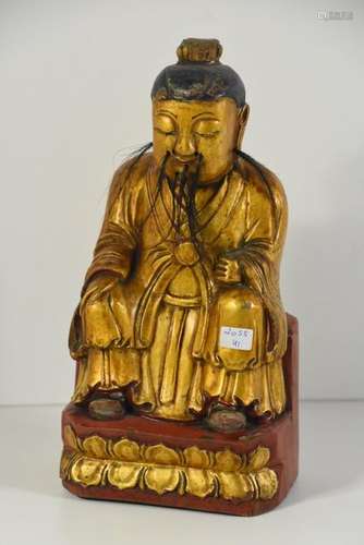 Bouddha chinois en bois, 19ème