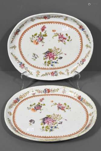 Deux plats ovales Chine KienLong (Long 25cm)