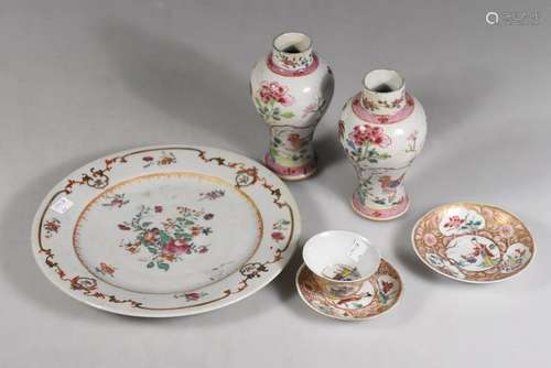 Lot de porcelaines chinoises 18ème (accidents) 6 p...