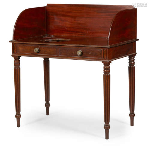 REGENCY MAHOGANY WASHSTAND, IN THE MANNER OF GILLOWS EARLY 19TH CENTURY the high gallery back and