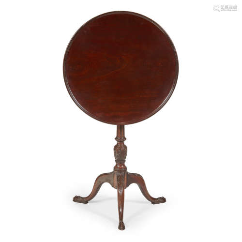 LATE GEORGE II MAHOGANY WINE TABLE MID 18TH CENTURY the circular dished tilt top on a fluted and