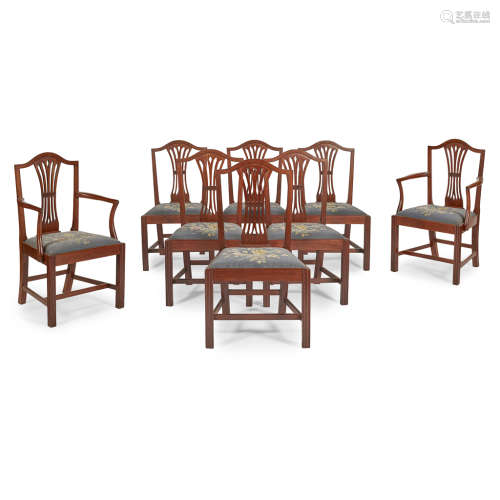 SET OF EIGHT GEORGE III MAHOGANY DINING CHAIRS EARLY 19TH CENTURY comprising six side chairs and a
